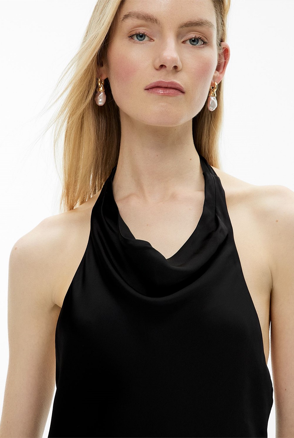 Black Halter Drape Dress - Women's Christmas Party Dresses | Witchery