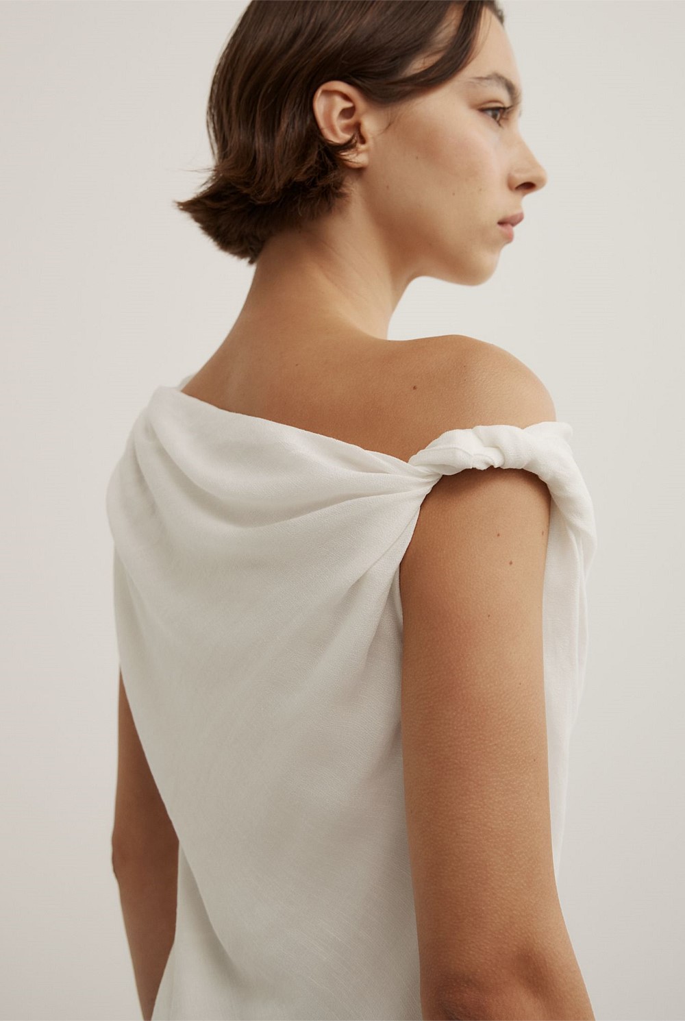 Fresh White Sheer Drape Top - Women's Evening Tops | Witchery