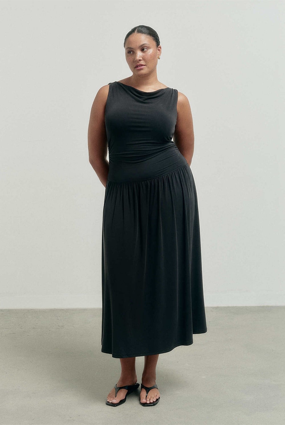 Black Draped Boat Neck Dress - Women's Evening & Cocktail Dresses | Witchery Black Draped Boat Neck Dress - Women's Evening & Cocktail Dresses | Witchery