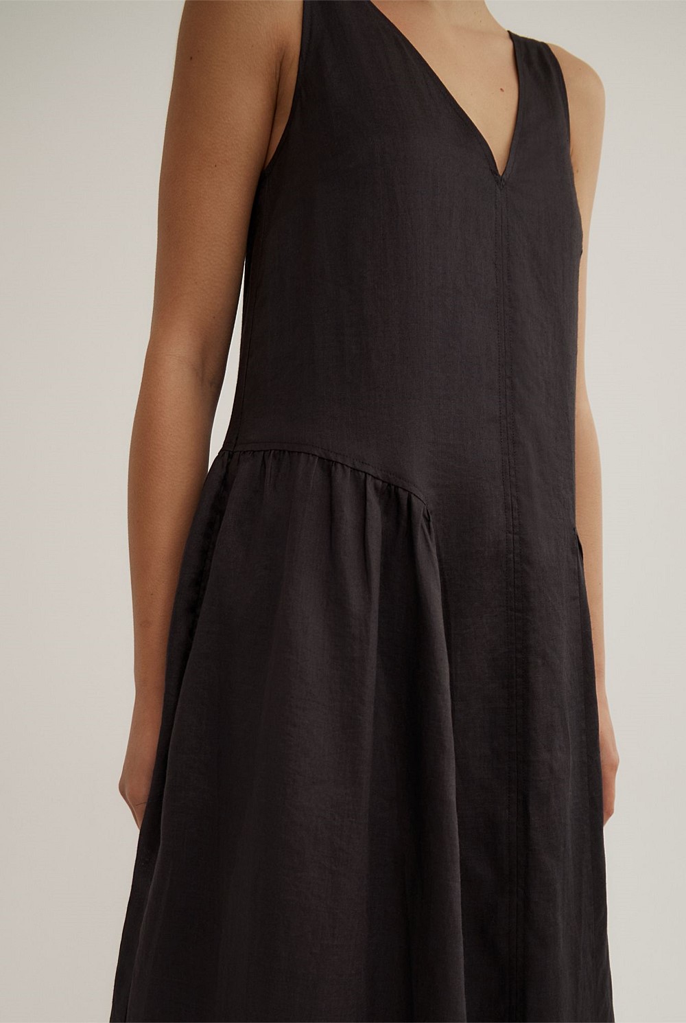 Black Maxi Panel Gather Dress - Women's Black Dresses | Witchery