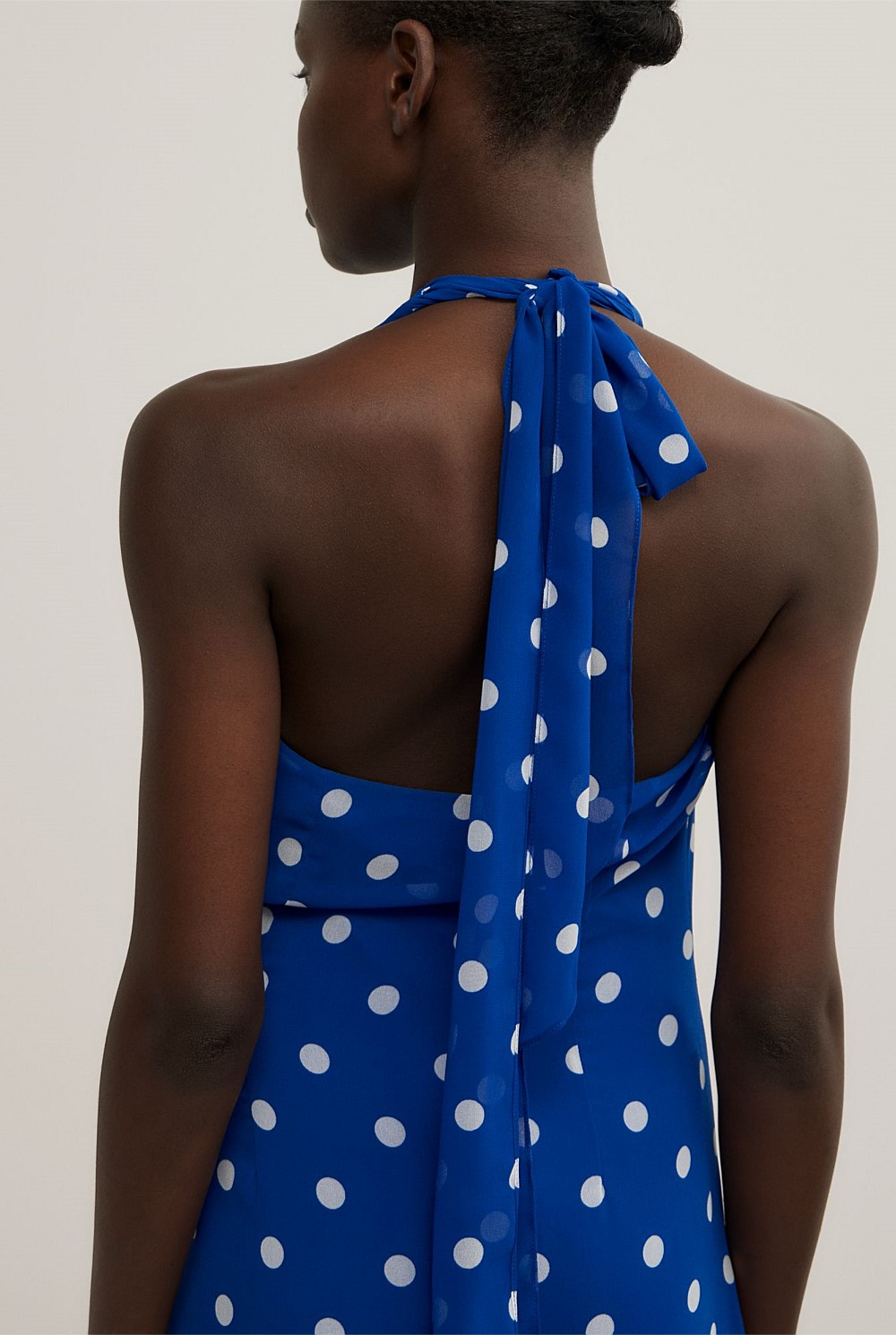 Cobalt Spot Wrap Halter Dress - Women's Evening & Cocktail Dresses |  Witchery