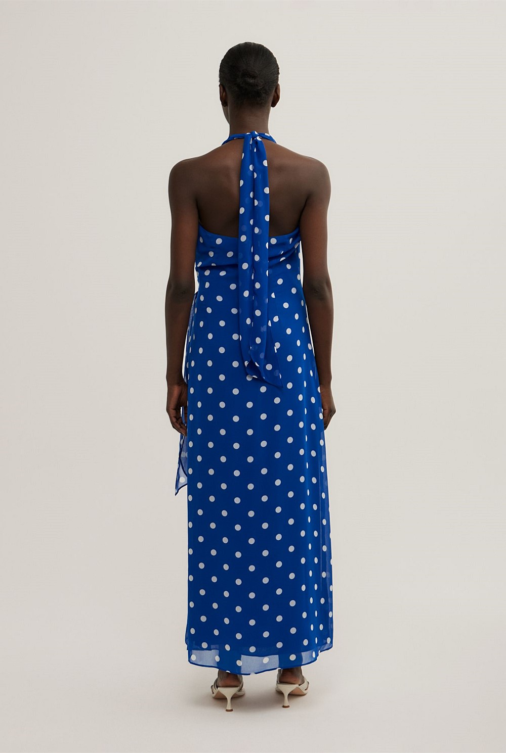 Cobalt Spot Wrap Halter Dress - Women's Evening & Cocktail Dresses |  Witchery