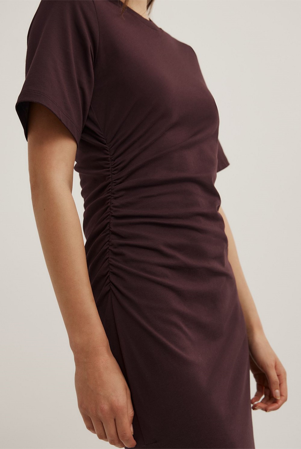 Plum Gather T-Shirt Dress - Women's Black Dresses | Witchery