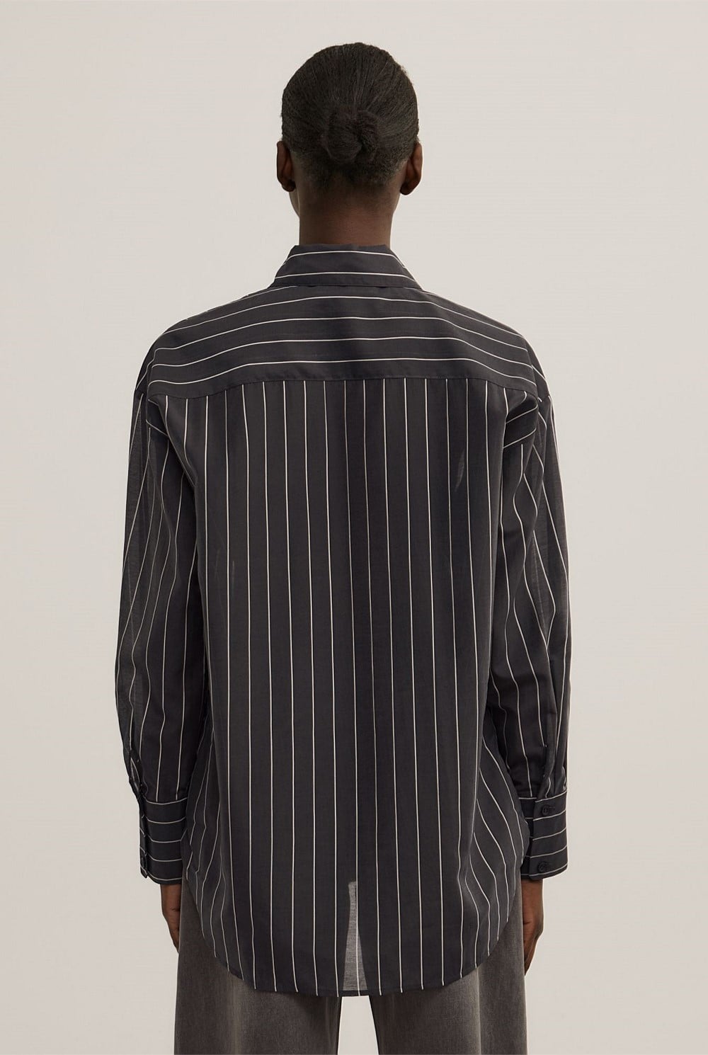 Black Stripe Scarf Tie Shirt - Women's Workwear Tops | Witchery